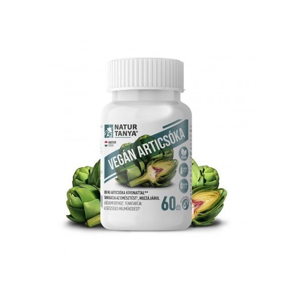 Natur Tanya® Vegán Articsóka 60x – Standardizált articsóka kivonat, ornitin aminosavval és B-vitaminokkal. Egészséges májműködés, emésztés és bélkomfort.