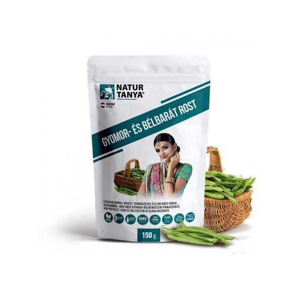 Natur Tanya® vegán gyomorbarát rost 150g - Szabadalommal védett indiai guarbabból a Monash Egyetem LOW FODMAP tanúsítványával, IBS, SIBO esetén is.