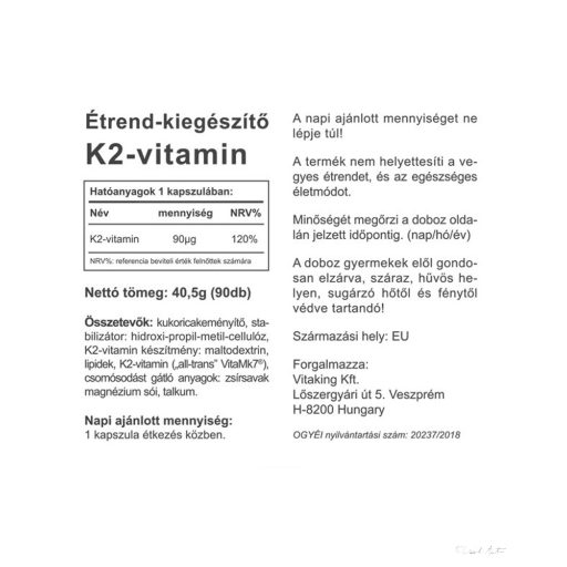 Vitaking K2-vitamin 90µg – 90x kapszula