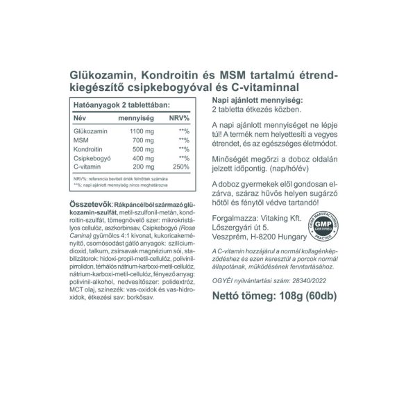 Vitaking Joint Formula Glükozamin + Kondroitin + MSM 60x