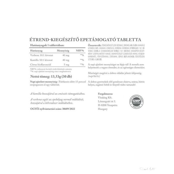 Vitaking Epetámogató gyógynövény komplex 30x