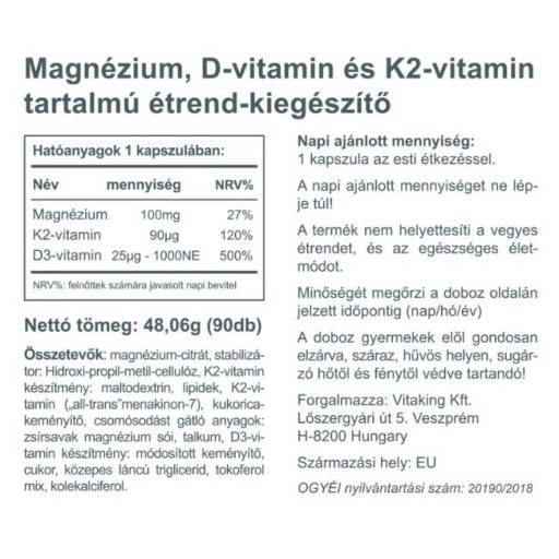 Vitaking MagneTrio (Mg+D3+K2) 80x