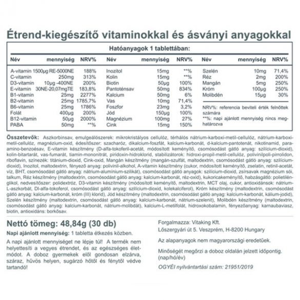 Vitaking Mega1 multivitamin 30x
