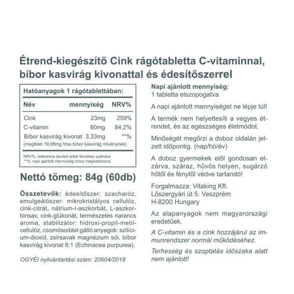Vitaking Cink Immuno 23mg 60x