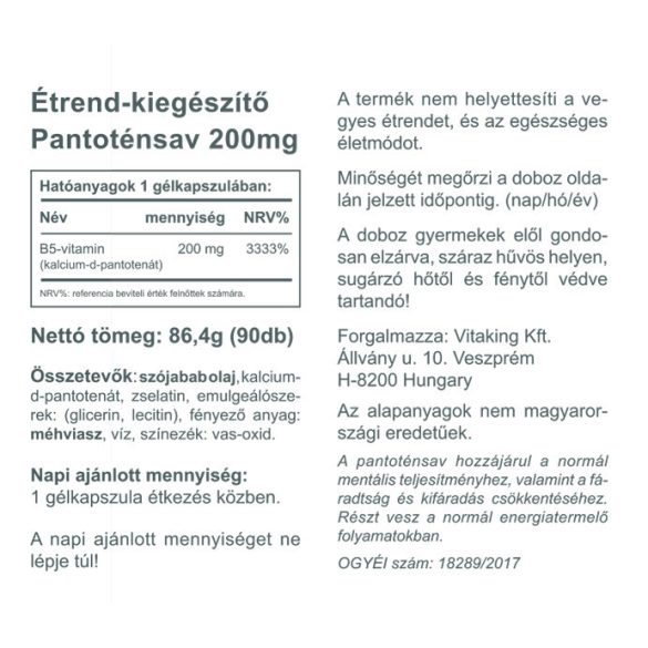 Vitaking Pantoténsav – B5 vitamin 90x