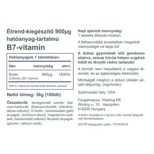 Vitaking Biotin B7 vitamin 100x