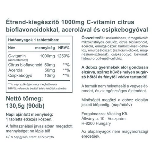 Vitaking C-vitamin 1000mg tabletta Bioflavonoiddal 90x