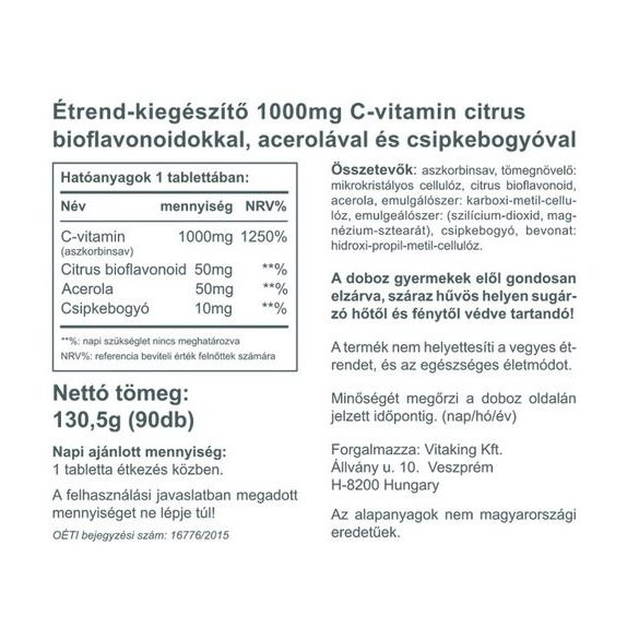Vitaking C-vitamin 1000mg tabletta Bioflavonoiddal 90x