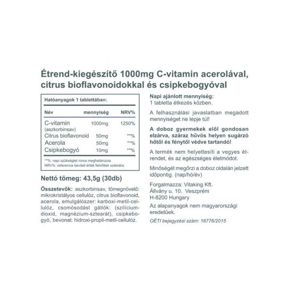 Vitaking C-vitamin 1000mg bioflavonoidokkal 30x