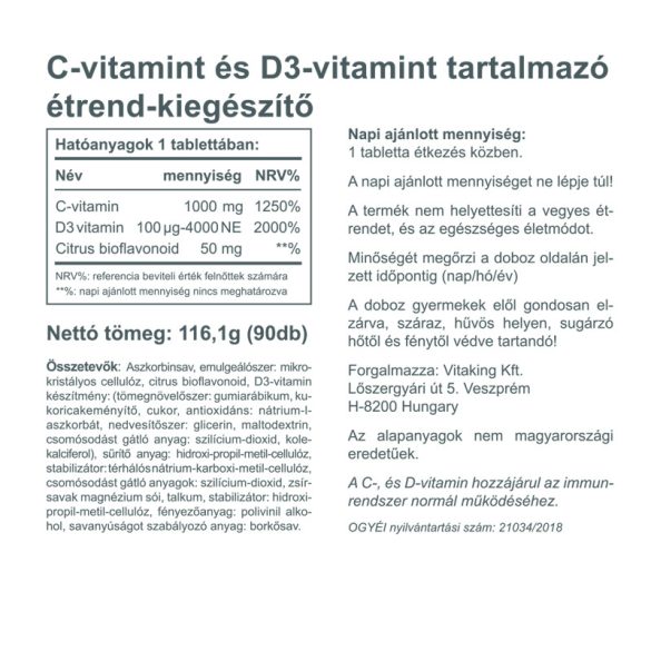 Vitaking C-1000+D-4000 komplex vitamin 90x