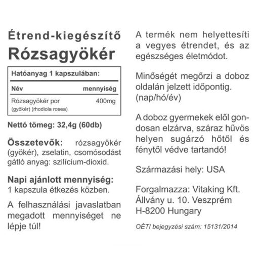 Vitaking Aranygyökér (Rózsagyökér) 60x