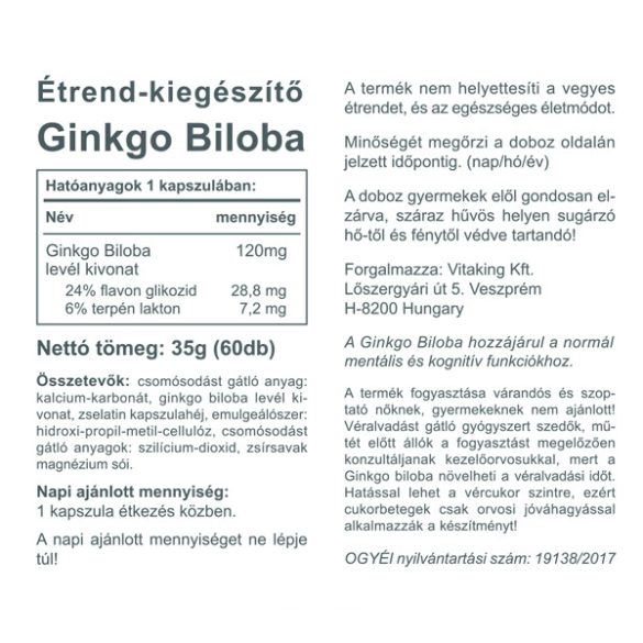 Vitaking Ginkgo Biloba Forte120mg 60x