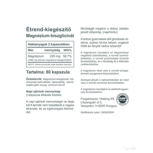 Vitaking Szerves Magnézium Biszglicinát 80x