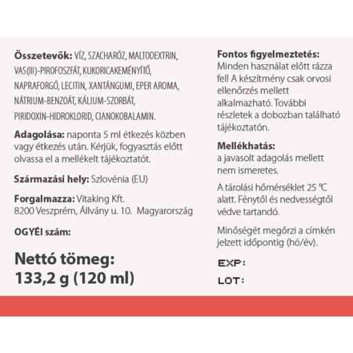 VitaFer® liposzómás vas szirup 120 ml 