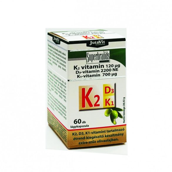 JutaVit K2-vitamin 120µg – D3-vitamin 2200NE – K1-vitamin 700µg 60 db