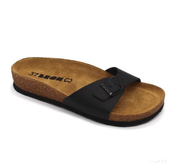 LEON 4021 COMFORT NŐI BŐR PAPUCS - fekete,csak 41-es méret